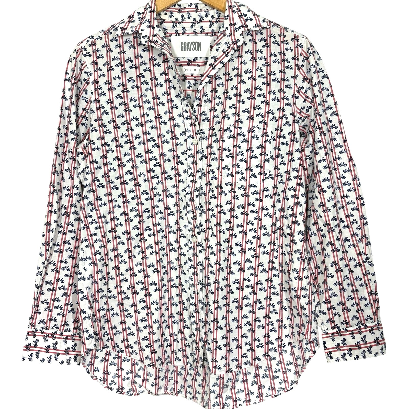 Grayson By Frank & Eileen The Hero Button Down Shirt Novelty Bicycle Print Sz 2